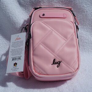 Lug Skeeter Mini Bridge Satin Luxe VL Convt Crossbody Bag in Metallic Pink NWT